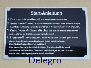 Schild Startanleitung für Volldiesel