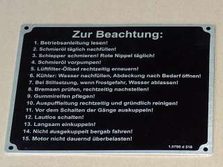 Schild "Zur beachtung..." für Volldiesel - Halbdiesel