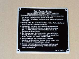 Schild Wartung der ............ Bleibatterie