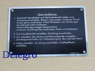 Schild Startanleitung für Glühkopf