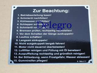 Schild "Zur beachtung..." für Glühkopf