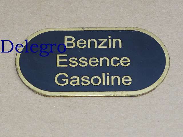 Tankschild Benzin messing geätzt