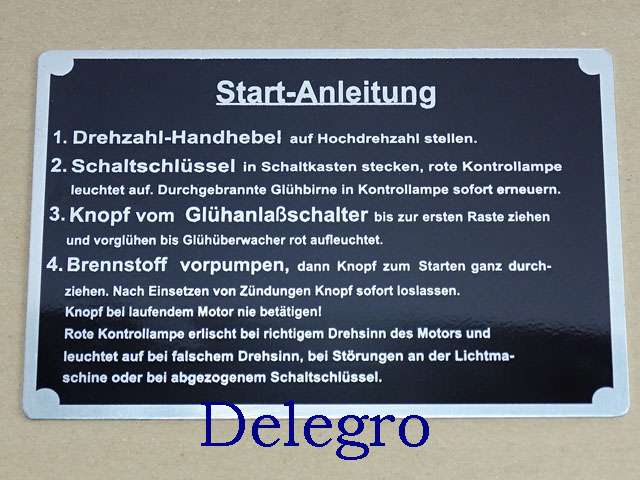 Schild Startanleitung für Volldiesel