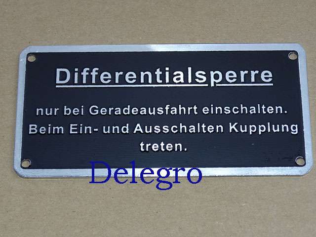 Schild Anweisung Differantialsperre Lanz Volldiesel